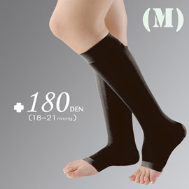 YASCO昭惠醫療漸進式彈性襪1雙-小腿襪露趾-黑色(M)