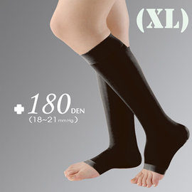 YASCO昭惠醫療漸進式彈性襪1雙-小腿襪露趾-黑色(XL)