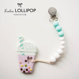 加拿大 Loulou lollipop 珍珠奶茶固齒器組/奶嘴鍊夾 夏日藍