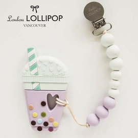 加拿大 Loulou lollipop 珍珠奶茶固齒器組/奶嘴鍊夾 沁涼紫