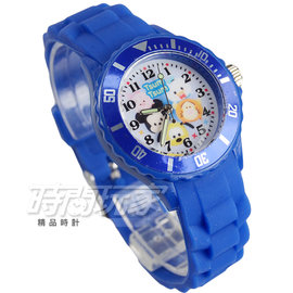 Disney 迪士尼 TSUM TSUM 時尚卡通手錶 米奇米妮 兒童手錶 數字女錶 矽膠錶帶 DT小豬深藍中