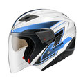 【ZEUS 瑞獅 ZS-611E TT18 白藍 安全帽 3/4罩】內藏遮陽鏡片 、免運費