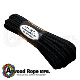 【詮國】Atwood Rope 美國專業傘繩 - 600 Paracord / 600磅重力黑色繩 / 100呎 - 14100-BK