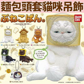【🐱🐶培菓寵物48H出貨🐰🐹】dyy》現貨趣味麵包頭套貓咪加菲布偶貓鑰匙圈扭蛋整套(蝦)
