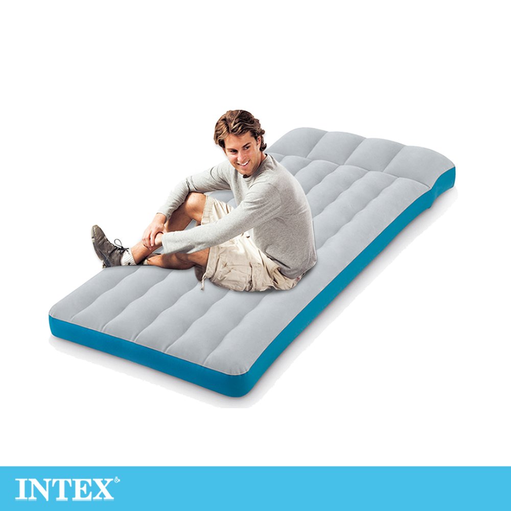 【INTEX】單人野營充氣床墊/露營睡墊-寬72cm (灰藍色) 15010230(67998)