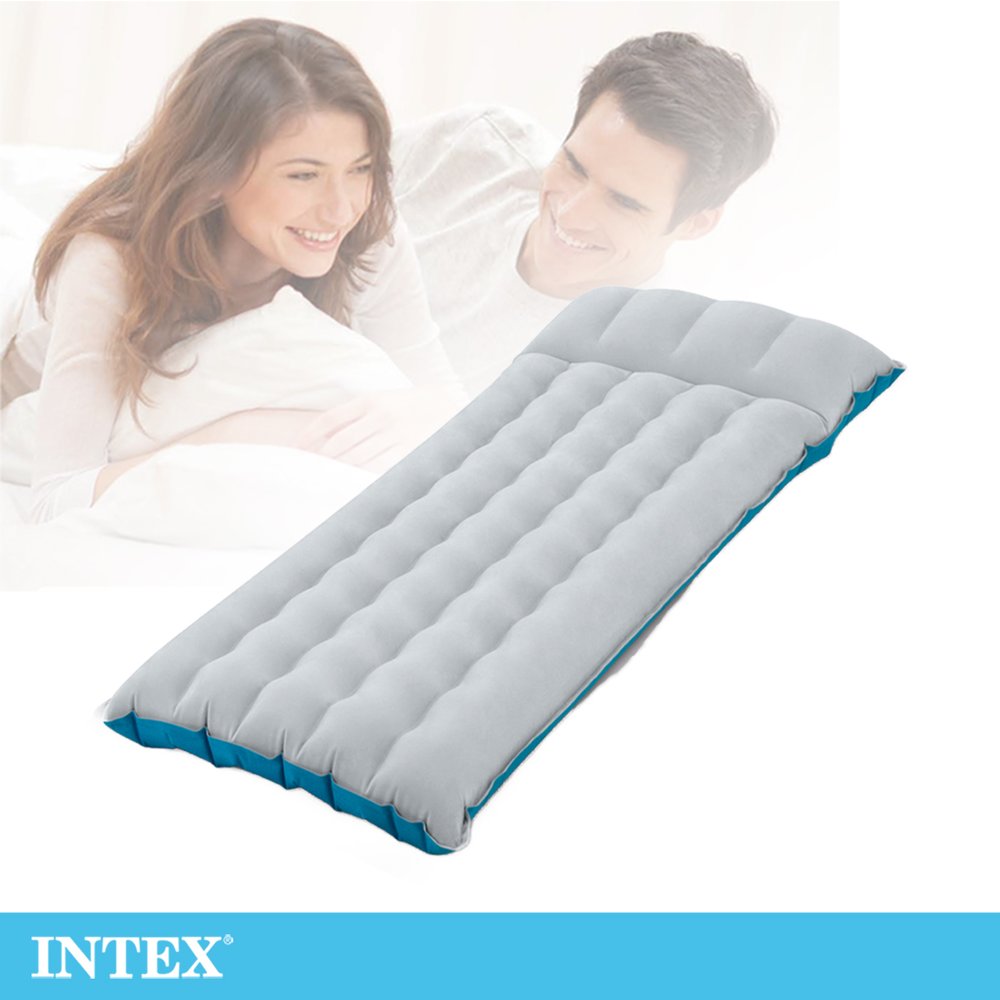 【INTEX】單人野營充氣床墊/露營睡墊-寬67cm (灰藍色) 15010220(67997)