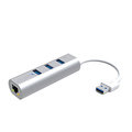 Digifusion 伽利略 U3-GL01A USB3.0 3埠 快充 鋁合金 HUB + GigaLAN 網卡 網路卡