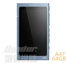 曜德視聽】SONY NW-A47 藍觸控藍牙A40系列數位隨身聽64GB ☆ 免運☆ 送