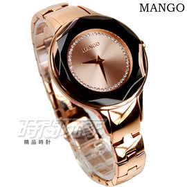 (活動價) MANGO 星光戀曲不鏽鋼時尚腕錶 16道切邊工設計鏡面 女錶 防水手錶 玫瑰金電鍍 MA6297L-BN