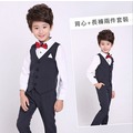 《童伶寶貝》RE026-韓版修身款直條紋背心+長褲兩件套裝 男童花童 西裝套裝