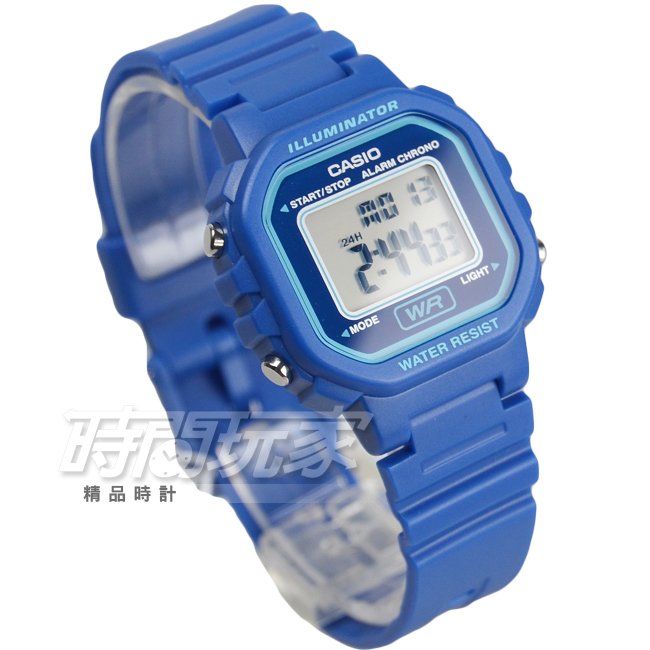 CASIO卡西歐 LA-20WH-2A 復古風百搭方形電子錶 女錶 兒童錶 防水手錶 LED照明 藍 LA-20WH-2ADF