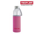 韓國NEOFLAM-耐熱玻璃隨手瓶(550ml)-含粉色瓶套