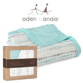美國Aden+Anais 竹纖維四層厚毯 藍色小水滴9301