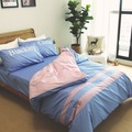 夏綠蒂寢具/兩用被床包組/單人/【素簡。手製】專屬印製-空氣藍/100%精梳棉/三件組
