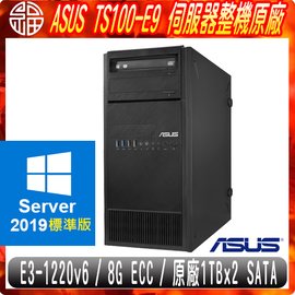 【阿福3C】ASUS 華碩 TS100-E9 伺服器（E3-1220v6 / ECC 8G / 1TBx2 SATA / Server 2019 標準版 / 300W）