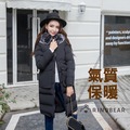 保暖外套--禦寒暖感可拆式毛毛領雙大口袋雙拉鍊連帽中長版羽絨外套(黑XL-3L)-J310眼圈熊中大尺碼-k2