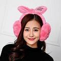 韓風 絨毛兔耳朵耳罩-粉紅色