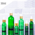 『藝瓶』空瓶空罐 化妝保養品分類瓶 遮光精油瓶 綠色金蓋滴管玻璃分裝瓶-50ml