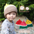 毛帽 毛球帽 針織帽 寶寶 保暖帽 造型帽 西瓜帽 可愛西瓜造型編織毛線帽 (約1-4歲) 【JD0055】