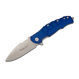 義大利 MASERIN Pitbull Flipper藍電鍍鋁柄折刀附擊破器(M390鋼石洗) -#MASERIN 404/B