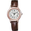 CITIZEN XC 雪白的櫻花季電波時尚優質女性皮革腕錶-玫瑰金-EC1144-18C