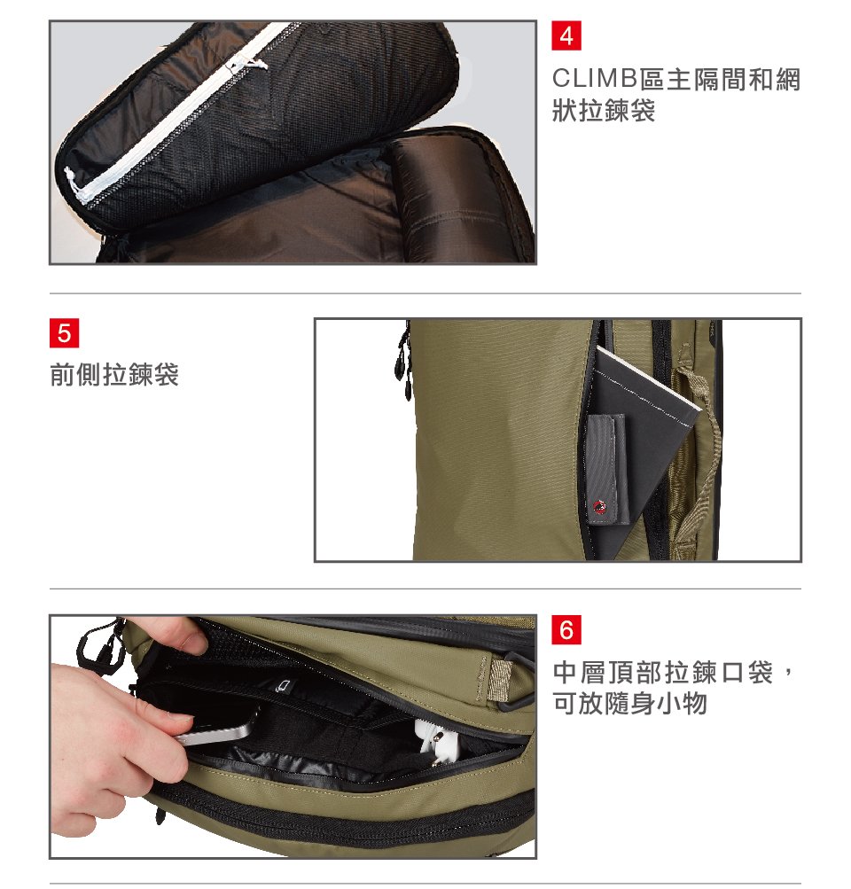 Mammut 長毛象 Seon 3-Way 三用攀岩通勤筆電後背包 18L 橄欖綠 #2510-04060