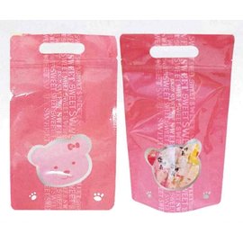 ◆全國食材◆BP4825粉紅甜蜜熊500g手提立體夾鏈袋50入手提立體夾鏈袋/糖果袋/牛軋糖/餅乾袋