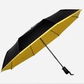 【手動三折雙層晴雨傘-直徑98-收28.5cm-1套/組】鋁合金杆黑膠折疊傘結實防風-7201017