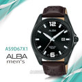 CASIO時計屋 ALBA 雅柏手錶 AS9D67X1 石英男錶 皮革錶帶 黑 防水100米 日期顯示 全新品 保固一年 開發票
