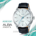 CASIO時計屋 ALBA 雅柏手錶 AS9E55X1 石英男錶 皮革錶帶 防水100米 日期顯示 銀白 全新品 保固一年 開發票
