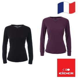 法國 Eider 女 排汗機能型保暖V領上衣(盒裝)-黑/紫 EIT2693 游遊戶外Yoyo Outdoor