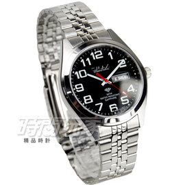 OMAX 時尚城市數字圓錶 不銹鋼錶帶 藍寶石水晶鏡面 防水手錶 日期+星期顯示 OM4004M黑字大