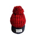 【海倫精坊】秋冬新款----雙色布貼雙層紅色毛球毛帽(特價２００元)Ｂ1332冬季保暖男女適