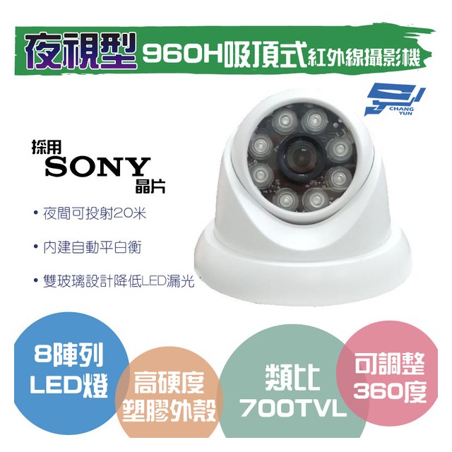 昌運監視器 類比 700TVL/960H /吸頂式紅外線夜視型攝影機