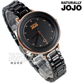 NATURALLY JOJO 低調奢華 完美細緻 防水手錶 女錶 陶瓷錶 玫瑰金x黑 JO96926-88R