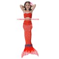 MER009天姿訂製款兒童款紅色魚鱗印花美人魚公主造型服裝