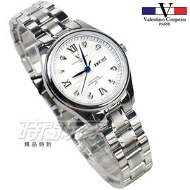 valentino coupeau范倫鐵諾 古柏 風車紋晶鑽時刻指針錶 防水手錶 女錶 學生錶 白面x銀 V61607白小