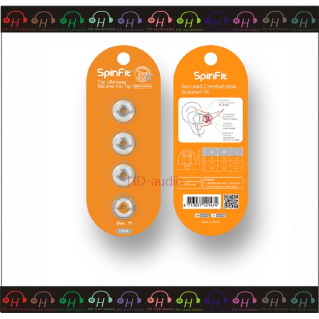 弘達影音多媒體 SpinFit CP145 專利矽膠耳塞 傘葉比一般耳塞更長，加強與耳道的貼合度人聲突出 一卡裝