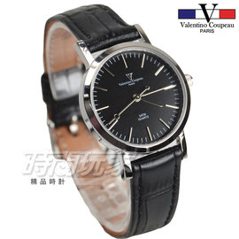 valentino coupeau 范倫鐵諾 古柏 不銹鋼簡約時尚女錶 真皮錶帶 防水手錶 學生錶 V61576黑小