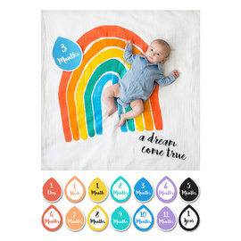 加拿大lulujo 寶寶成長包巾卡片組-彩虹