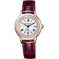 CITIZEN XC 雪白的櫻花季電波時尚優質女性皮革腕錶-櫻花紋版-EC1144-00W