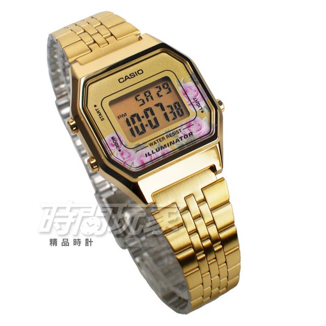CASIO卡西歐 LA680WGA-4C 復古數字型電子錶 玫瑰花系 女錶 學生錶 金色 LA680WGA-4CDF