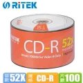 錸德 Ritek 52X CD-R簡約 光碟片(100片)