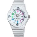 CASIO WATCH 卡西歐彩繪數字刻劃混搭潛水風格白色膠帶運動腕錶 型號：LRW-200H-7BVDF【神梭鐘錶】