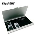 DigiStone 手機SIM多用途轉接卡 四合一套件+單層超薄型Slim鋁合金7格收納盒【鋁合金外殼】