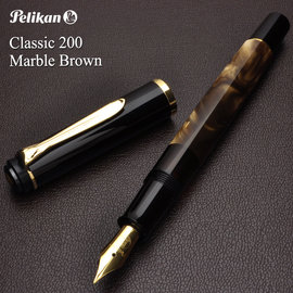 德國 百利金 Pelikan Classic M200鋼筆 棕色大理石紋 活塞上墨