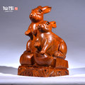 花梨木雕對兔子擺件實木雕刻十二生肖動物客廳風水招財紅木工藝品