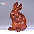 黃花梨木雕兔子擺件實木質雕刻十二生肖兔家居裝飾招財紅木工藝品