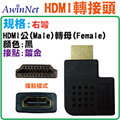 HDMI鍍金彎頭轉接頭HDMI A公對HDMI A母(右彎)