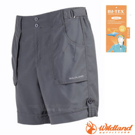 【荒野 WildLand】女新款 抗UV透氣休閒機能運動短褲.工作褲/抗紫外線.輕薄透氣.吸濕排汗快乾/0A01381 藍灰